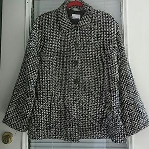 Black and white boucle jacket